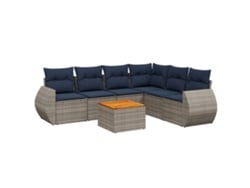 Maison Exclusive - Conjunto De Sofá De Jardín De 7 Piezas Con Cojines, Poliratán Gris