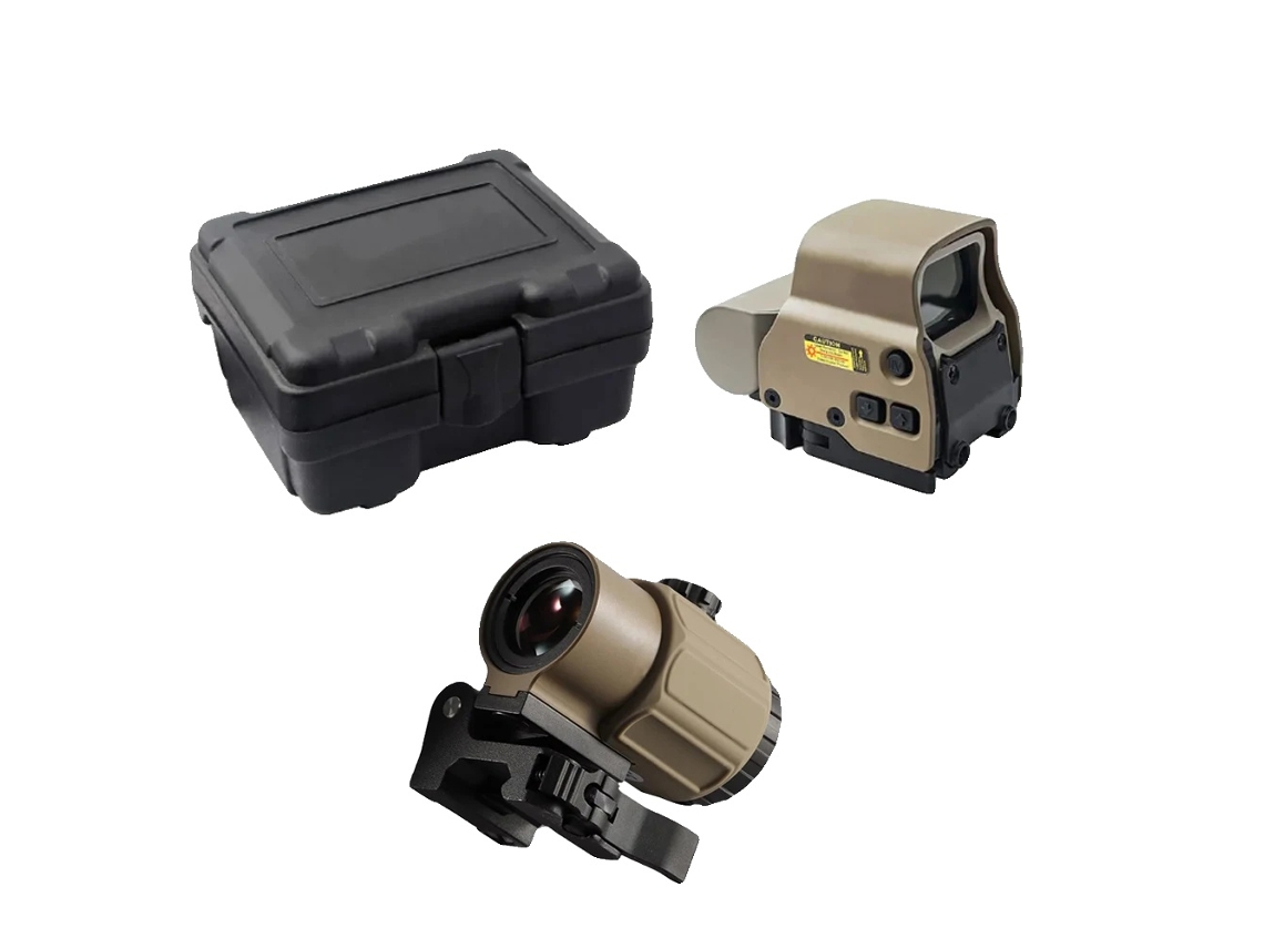 Mira holográfica, aumento, palanca de desconexión rápida, compatible con rieles de 20 mm, G43 Tan Set OEM