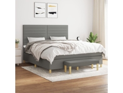 Cama Box Spring Con Colchón Tela Gris Oscuro 180x200 Cm