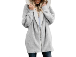 2026-abrigo Para Mujer Con Capucha Fluffy Forrado De Felpa Chaqueta Exterior De Poliéster