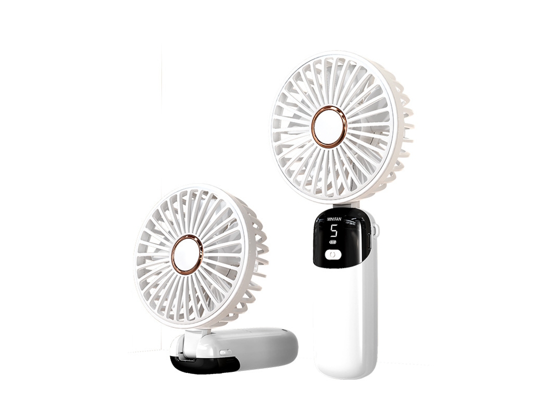 Ventilador Portátil Plegable De Mano Con 2 Cabezales Y Cable Rosa*