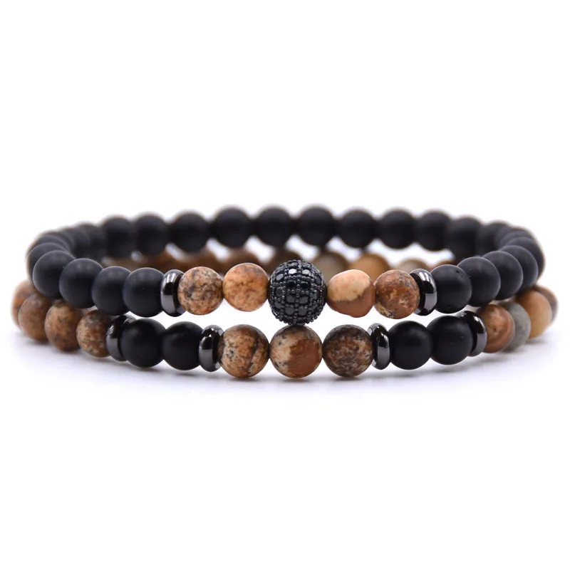 Pulsera De Cuentas De Piedra Amazónica Mate A La Moda, Pulsera De Cuentas Hecha A Mano