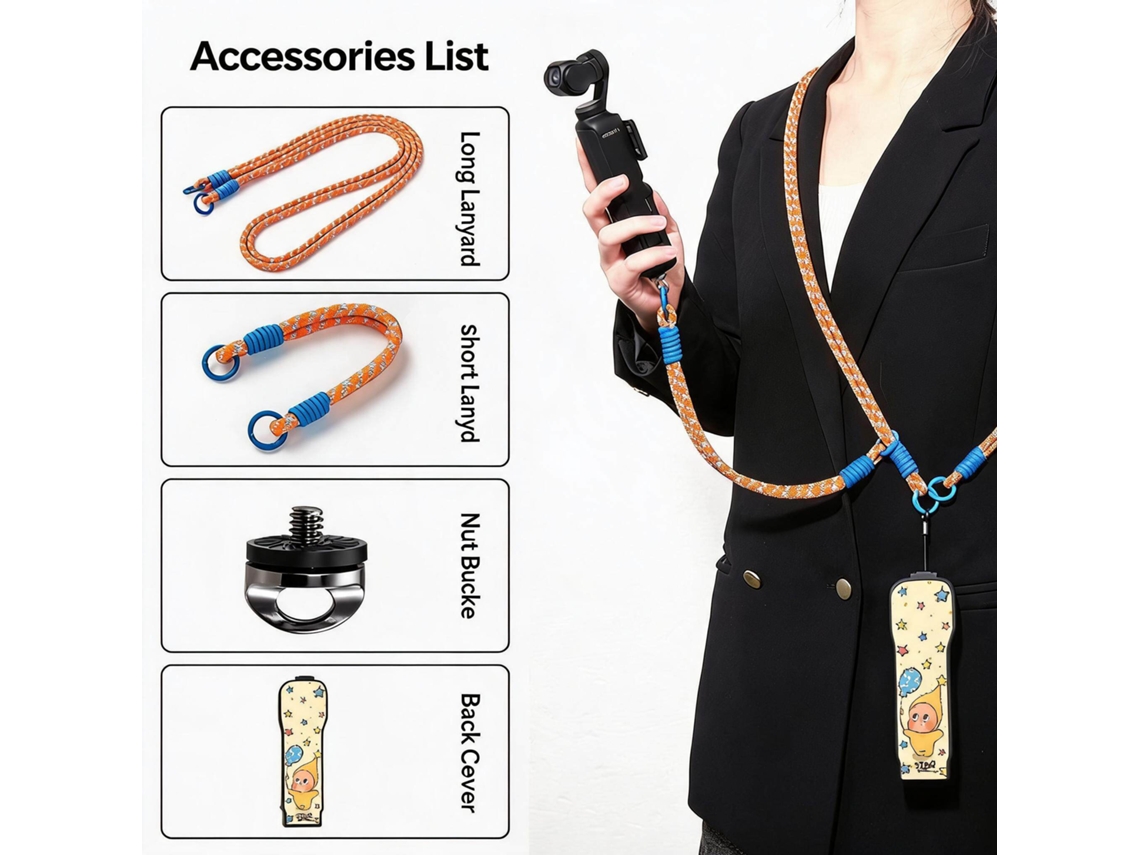 Funda Protectora Trasera Para Dji Osmo Pocket 3 + Cables De Seguridad Largos Y Cortos Henten Home