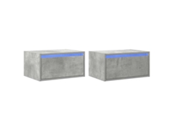 Maison Exclusive - Mesitas De Noche De Pared Con Luces Led 2 Uds Gris Hormigón