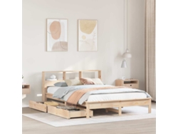 Cama Con Estantería Sin Colchón Madera Maciza De Pino 135x190cm