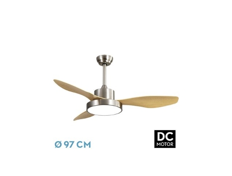 Ventilador DC Hayate 24W Níquel/Haya 3 Aspas FABRILAMP