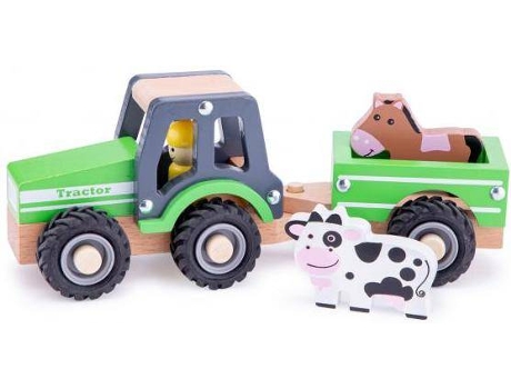 Juguete de Madera NEW CLASSIC TOYS Tractor con remolque y animales (Edad Minima: 18 meses)