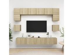 8Pzs Pack de Muebles de Armario Tv Contrachapado Color Roble Sonoma