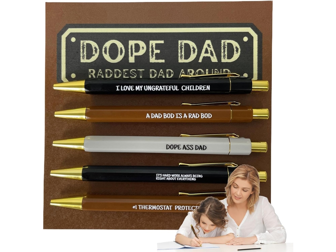 Conjunto de 5 canetas divertidas com tinta Preta, ideias para o trabalho, frases engraçadas.