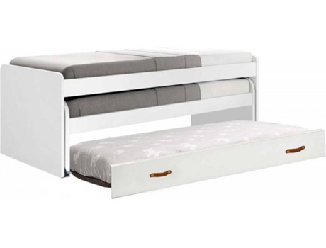 Cama triple aglomerado blanco con somieres 90x190cm MUEMUE