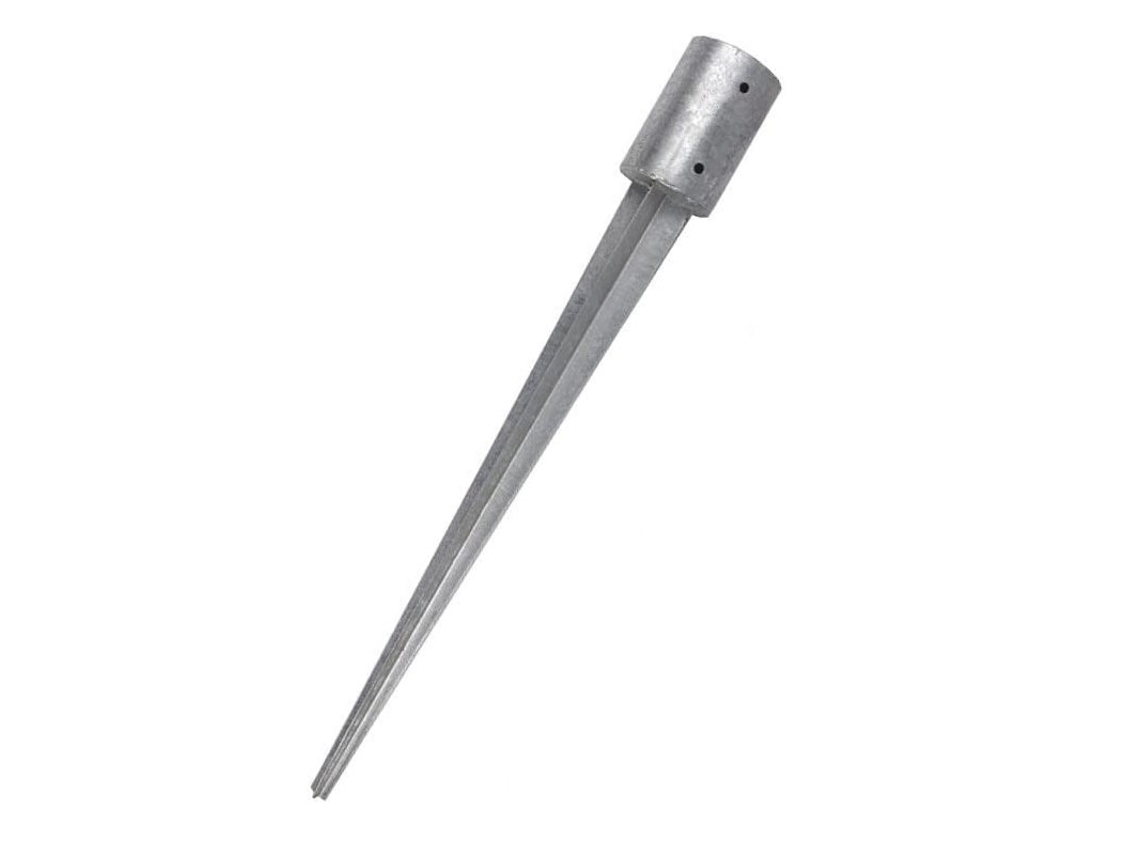 Piqueta Metálica Circular Gris Ø 10cm/90cm para Fijación de Estructuras y Postes