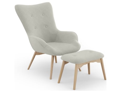 Sillón con Reposapiés Tapizado en Lino Huda 82x72x92cm SCANDINAVIAN STYLE