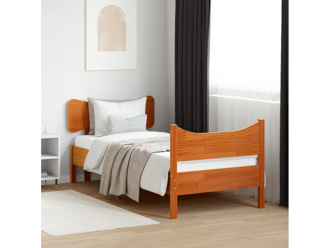Estructura De Cama Sin Colchón Madera De Pino Marrón 90x200 Cm