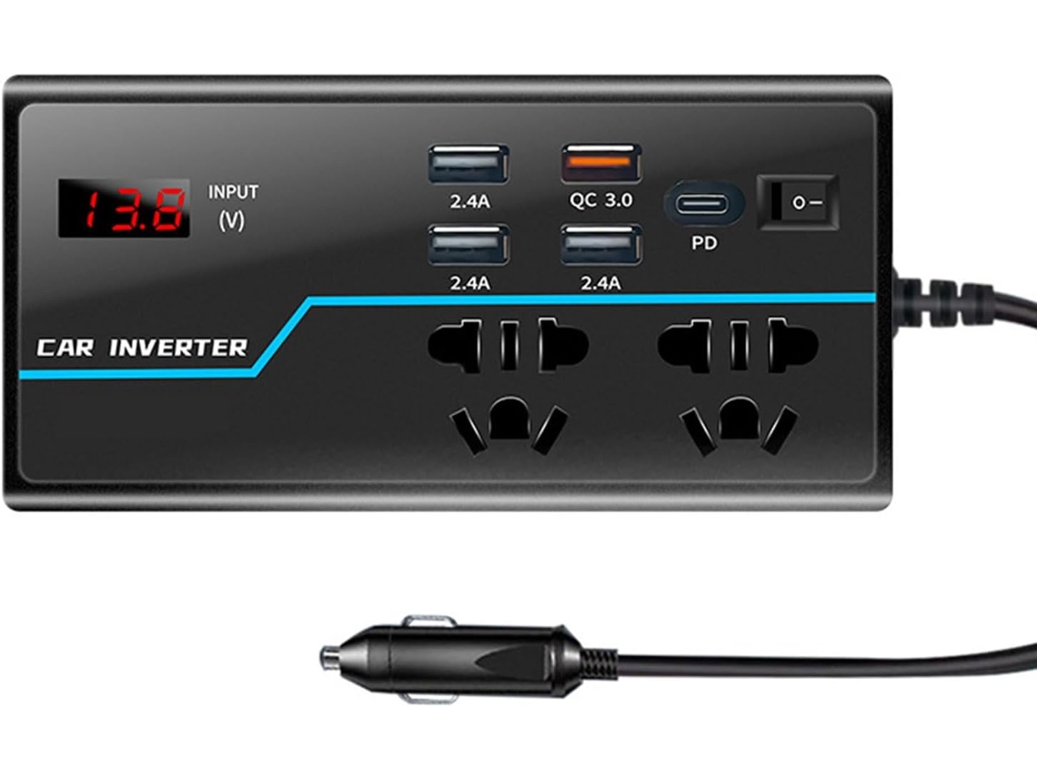 Inversor Automotriz De Alta Eficiencia De 12v/24v A 110v/220v Con Pantalla Digital Para Una Conversión Sencilla.