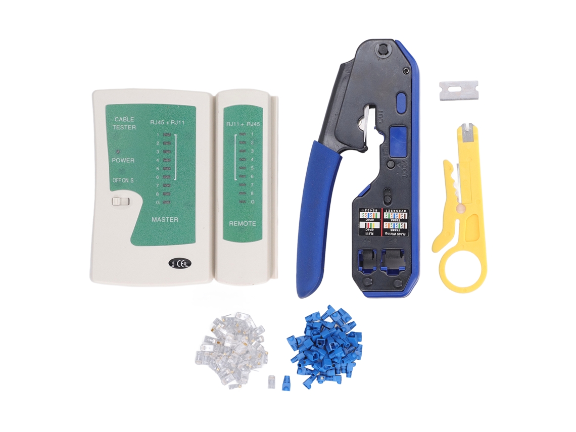 Kit De Herramientas De Crimpado Rj45, Crimpadora De Terminales Para Cables Cat5 Y Cat6, Conectores 8p8c