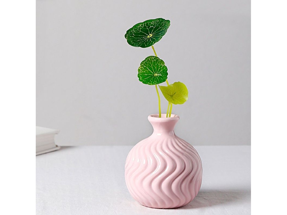 Jarrón De Cerámica Rosa Con Forma De Macaron Para Arreglos Florales E Hidroponía Linjou