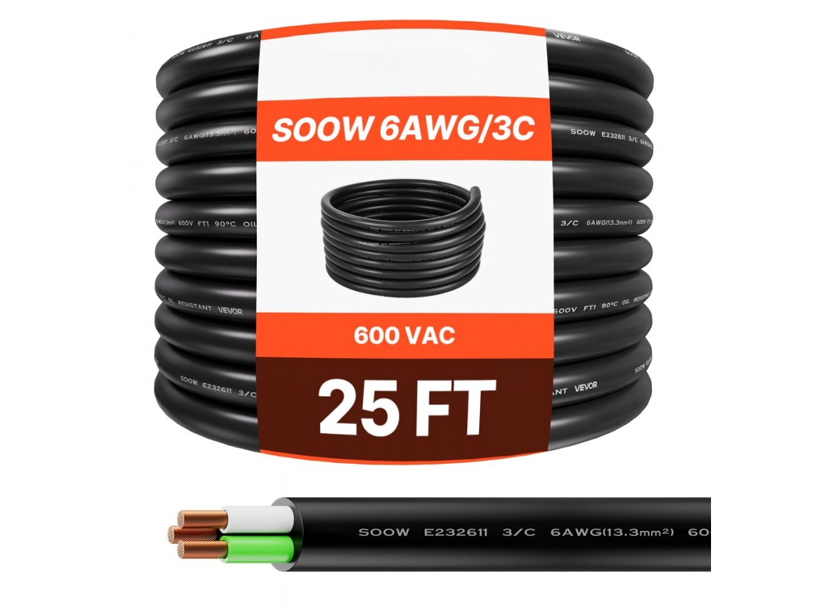 Cable de cobre flexible 7,62 m 6awg para alta tensión e industria Tekmaquinas