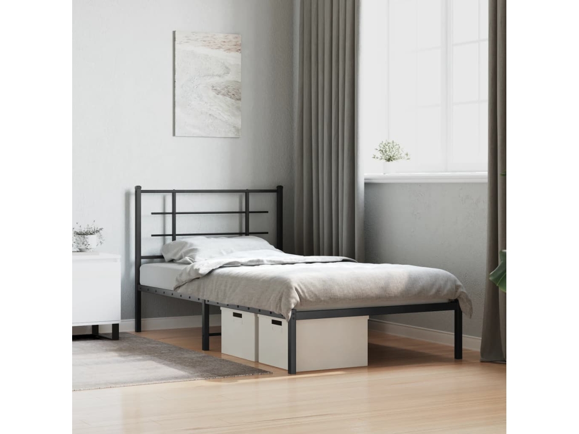 Estructura Cama Sin Colchón Con Cabecero Metal Blanco 100x190cm
