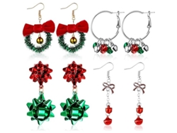 Conjunto De 4 Pares De Pendientes Colgantes Navideños Con Forma De Campana Y Árbol De Navidad Para Mujeres Y Niñas.