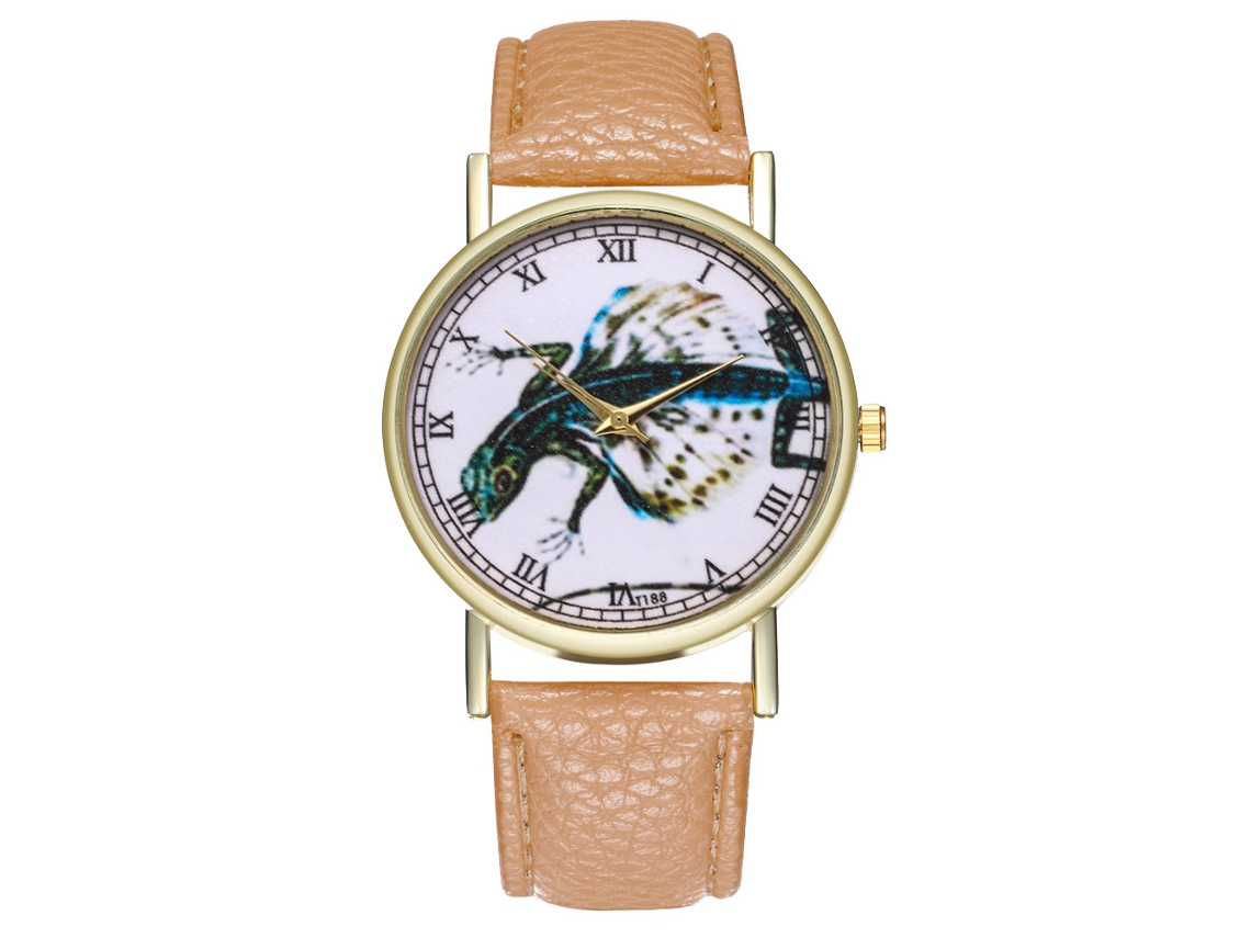 Reloj De Pulsera Unisex Informal Con Correa De Cuero Y Movimiento De Cuarzo (amarillo Claro)