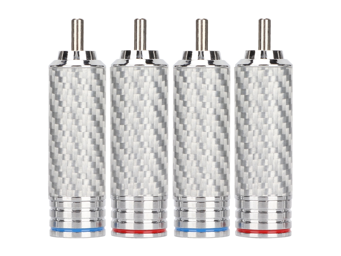 Unidades De Conectores Macho Rca De Fibra De Carbono Cromados Soldables Para Cables De Audio De 8 Mm