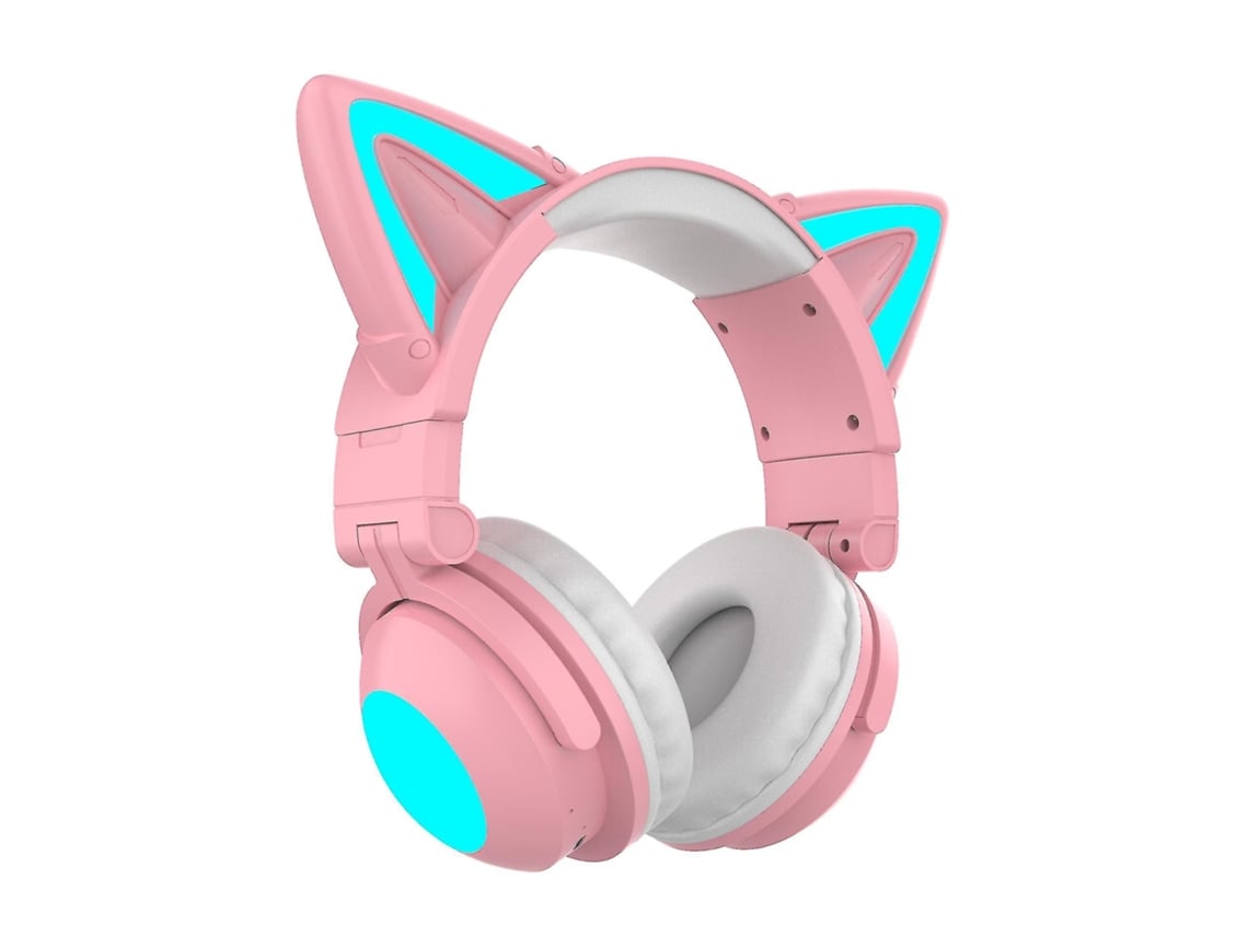 Auriculares Bluetooth oreja de gato rosa