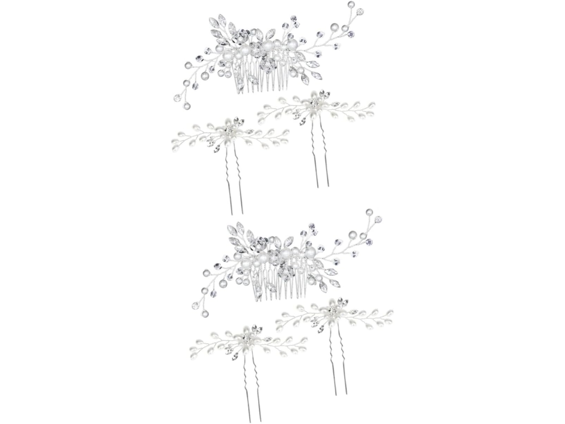 6 Piezas De Horquillas Artificiales Para Novia, Accesorios Elegantes Con Diamantes De Imitación Y