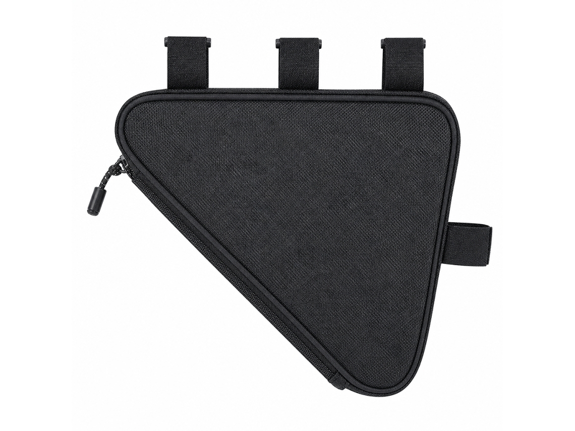Bolsa Triangular Polski 900d Negro 0,9 L 23,5x14x5,5 Cm Impermeable Reflectante Para Cuadro De Bicicleta Mtb Carretera