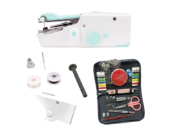Máquina de coser portátil, herramientas de costura manual con aguja e hilo, ideal para viajes, hogar y principiantes, color azul Cuich