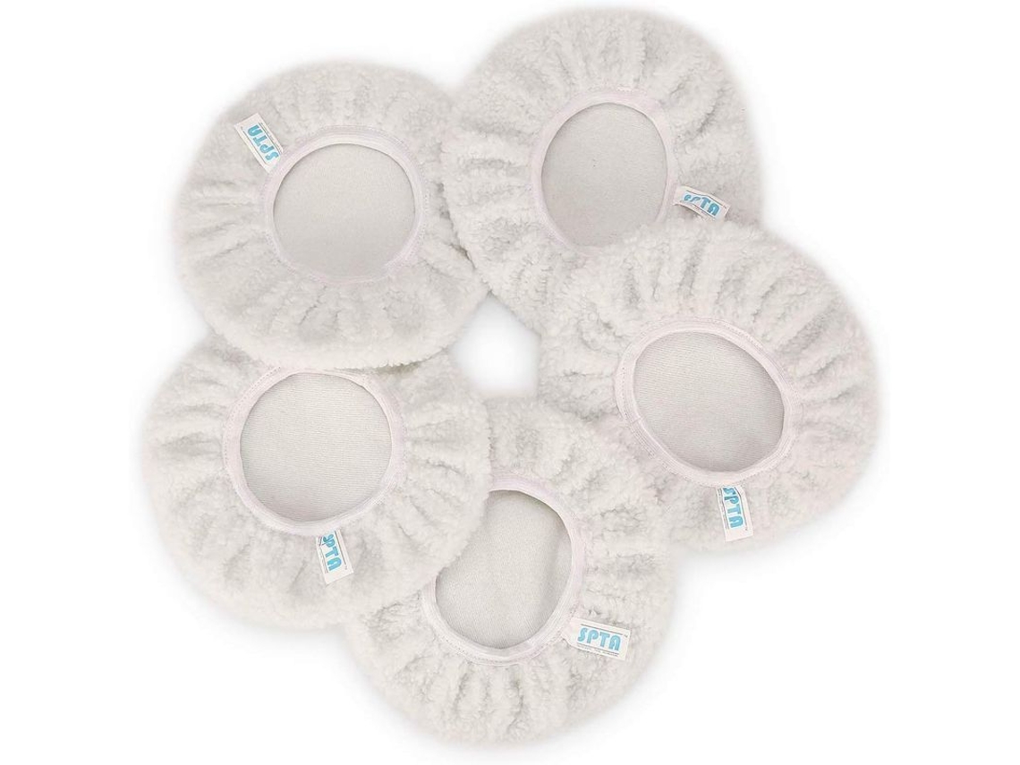 Almohadillas De Pulido, 5 Piezas (125-150 Mm) Para Pulidoras Eléctricas De Coches Con Lana, Compatibles Con La Mayoría De Las Pulidoras.