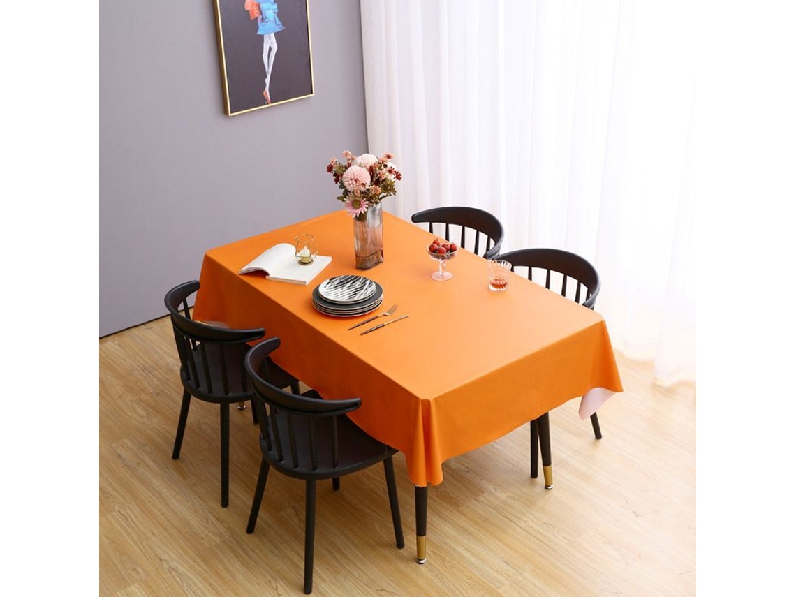 Rebe-mantel Rectangular De Pvc Color Solido Tangerina, Resistente Al Agua Y Aceite, 60x84 Pulgadas Para Mesa De Comedor, Fiesta Y Camping