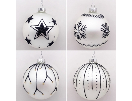 Set de 4 Bolas de Navidad Plateadas 8cm Bolas de Adornos de Árbol de Navidad