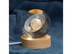 Bola De Cristal Luminosa Del Sistema Solar - Base De Madera - Luz Nocturna - Adorno De Cielo Estrellado - Regalo Decorativo
