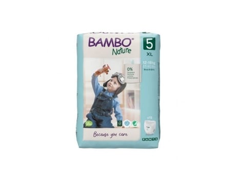 Fraldas Cueca BAMBO Nature (T5 - 12 a 18 kg - 19 un)
