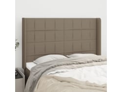 Cabecero Con Orejas De Tela Gris Taupe 147x16x118/128 Cm