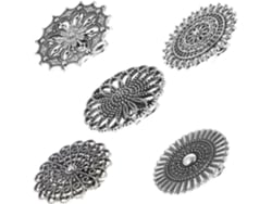 Conjunto De 5 Broches Femininos Em Liga De Prata, Com Presilha Vintage Para Manter Golas No Lugar.