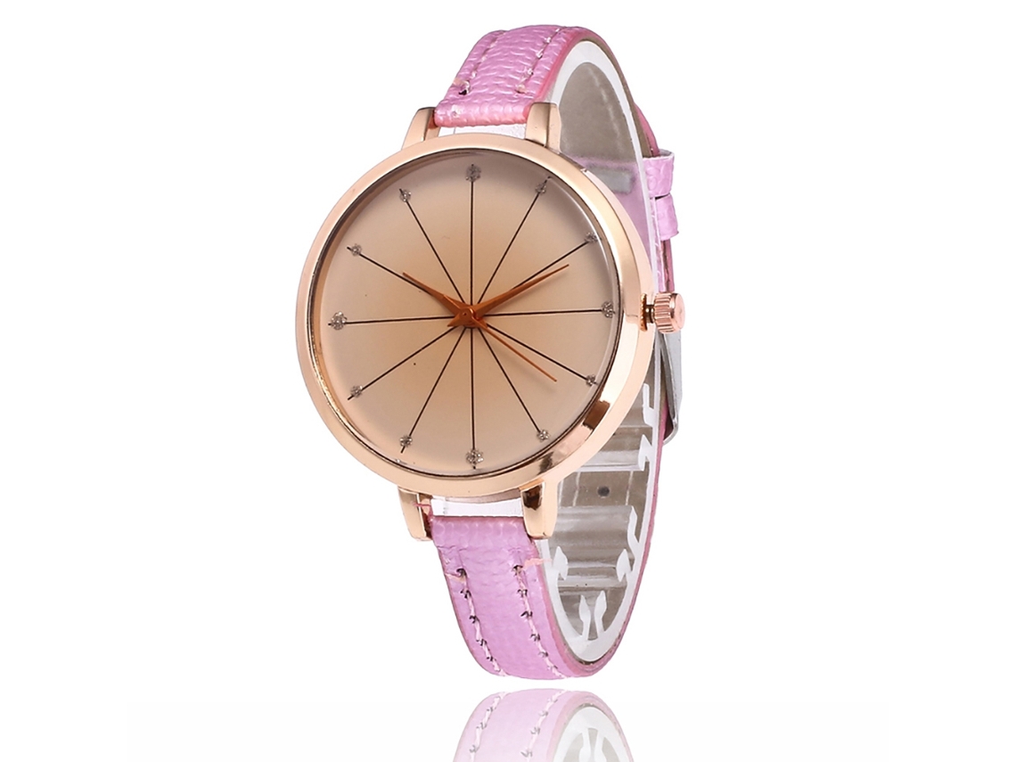 Reloj De Pulsera Sencillo Y Elegante Para Mujer Con Correa De Cuero - Rosa