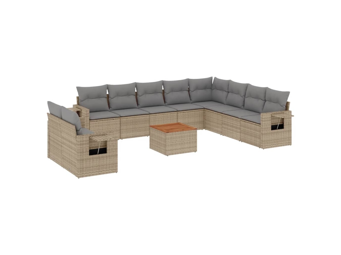 Maison Exclusive - Set De Sofás De Jardín 11pzas Con Cojines Ratán Sintético Beige