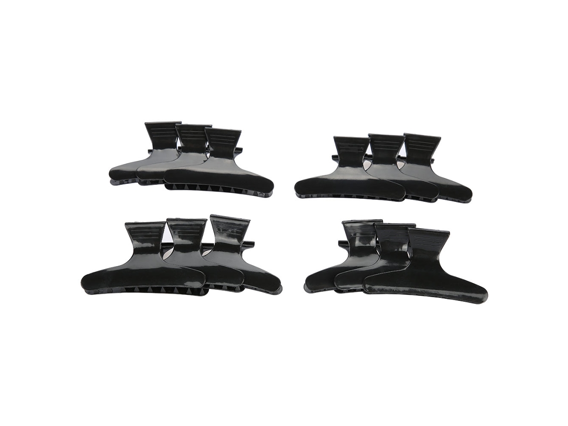 12 Piezas/set Pinzas De Pelo Clips Clamps Uñas De Pelo Herramienta De Peluquería Mujer Belleza Negro