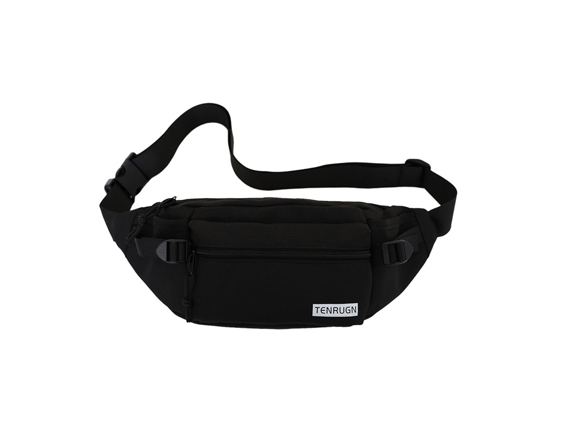 Bolso bandolera/de pecho (negro), estilo versátil y sencillo, fabricado en tejido de nailon.