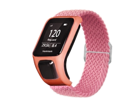 Correa de nailon tejido elástico ajustable para TomTom Runner 2/Runner 3/Spark/Adventurer - rosa