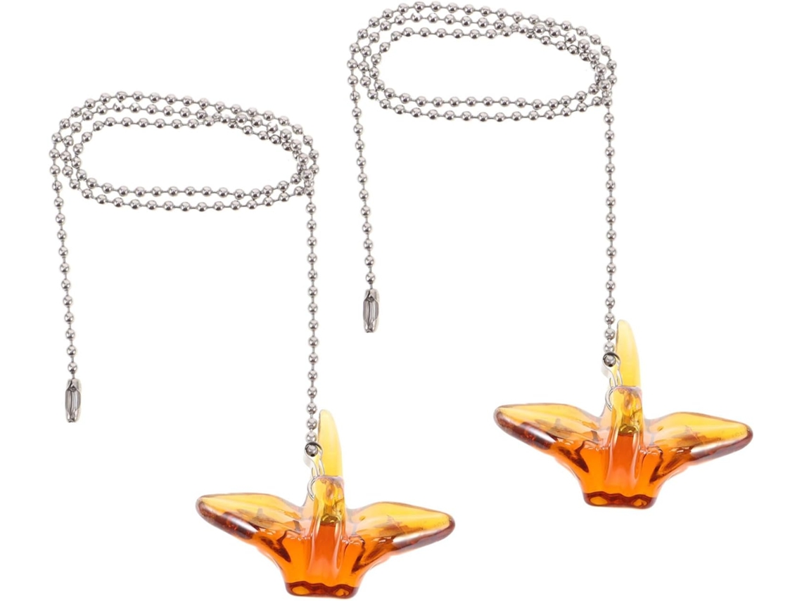 Juego de 2 cadenas decorativas de cristal para ventilador de techo con diseño de origami. SFUSHOS