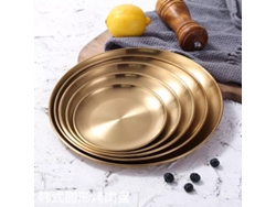 2026da-plato De Metal Redondo De 5.5 Pulgadas De Acero Inoxidable Resistente Lavavajillas Sin Bpa Para Asar Carne Color Dorado