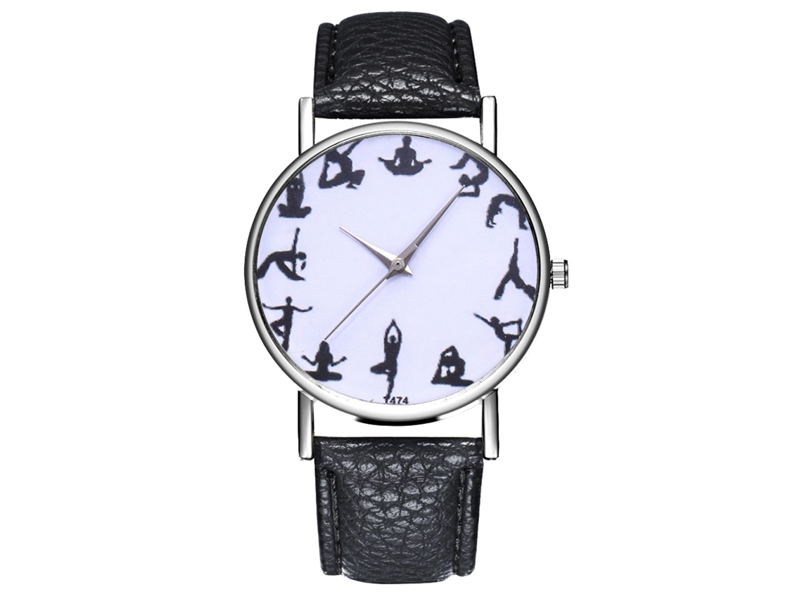 Reloj De Pulsera De Cuero Negro Para Mujer Y Hombre Moda Analógico De Cuarzo Zhoulianfa