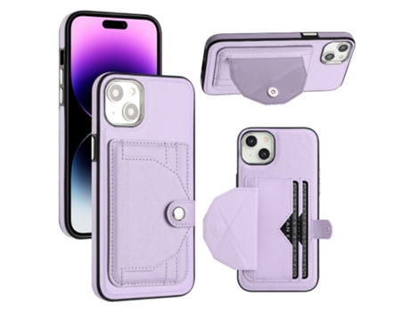 Funda Mobile Phone Cases Shockproof With Card para iPhone 14 Plus Piel Marrón