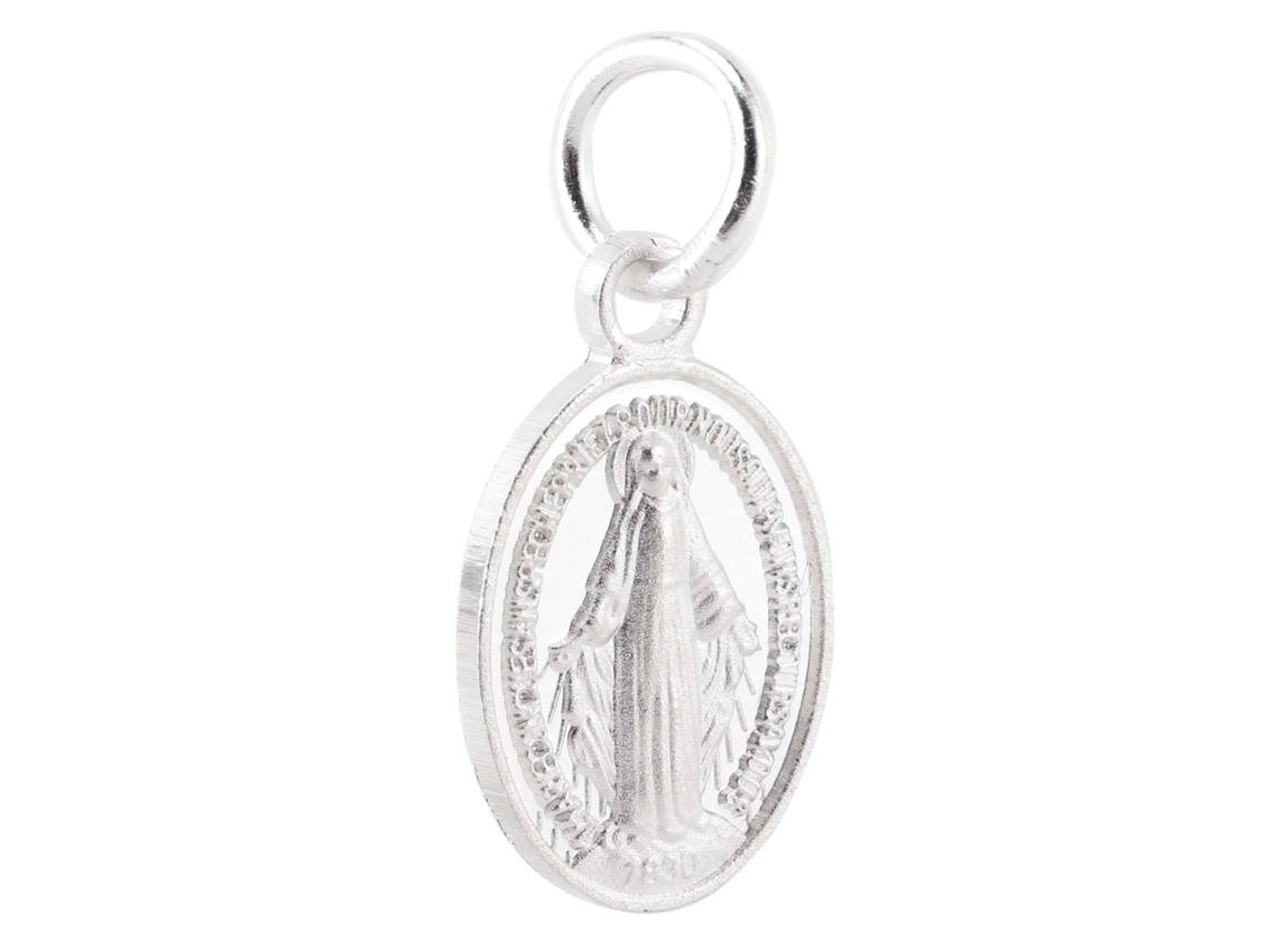 Medalha Milagrosa de Prata 925 Nossa Senhora Pingente Duas Faces Católica
