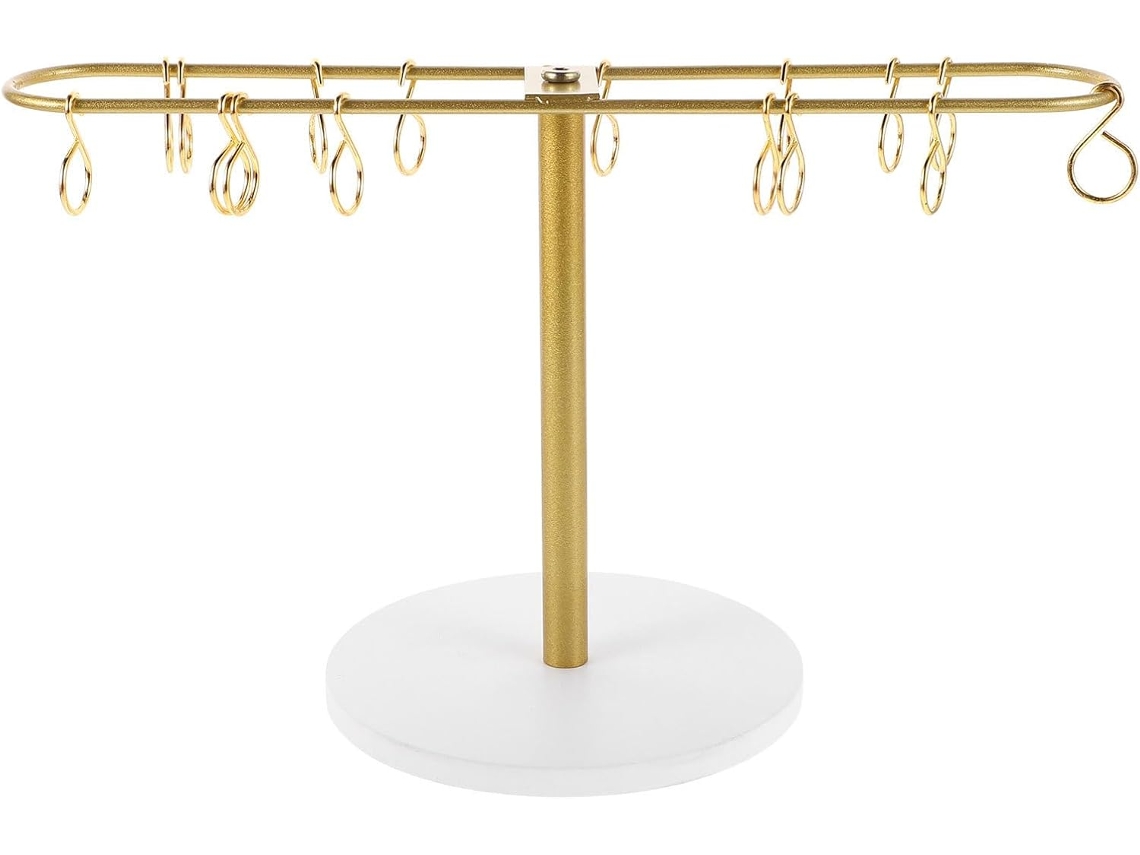 Organizador Metal Dorado 16 Ganchos Pinzas Cabello Accesorios Peinado Estante Almacenamiento Compacto Tocador