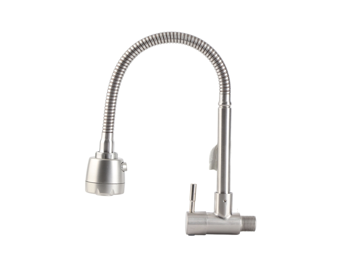 Grifo monomando para fregadero de cocina de acero inoxidable con rotación de 360°