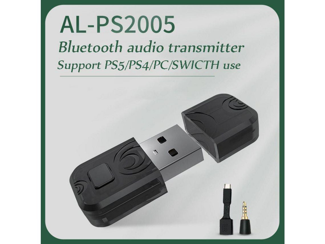 Adaptador de auriculares inalámbricos Bluetooth para PS5, transmisor, PC, ordenador a PS4, Switch, receptor Bluetooth, color negro ELISEFASHION