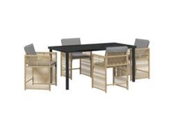 Juego de comedor Vidaxl de 5 piezas con cojines de ratán sintético en beige